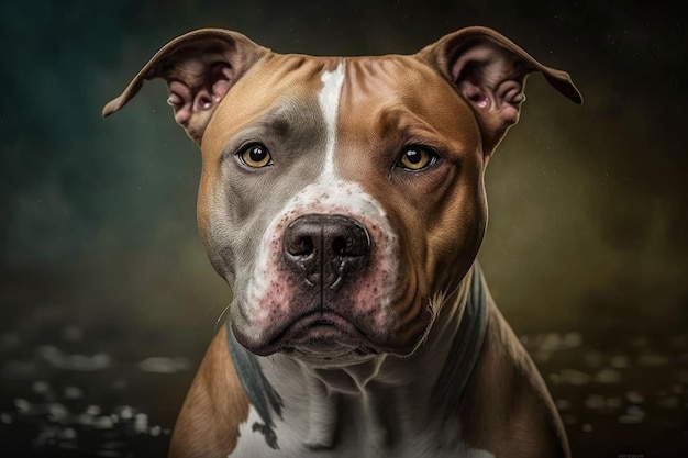 Chien American staffordshire terrier avec des yeux flottants amusants