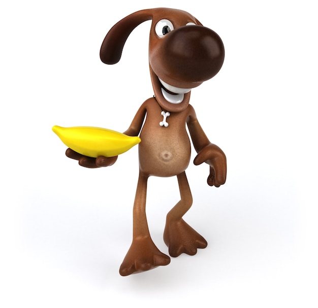 Chien amusant tenant une banane fraîche