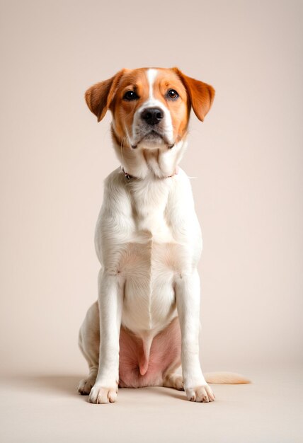 un chien assis sur une table