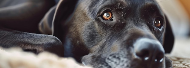 Un chien au sol en gros plan