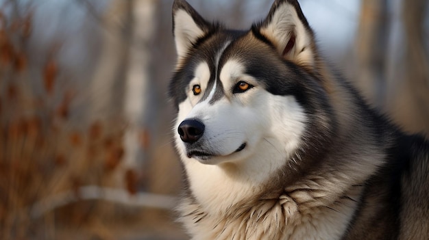 Un chien au visage blanc et aux yeux noirs