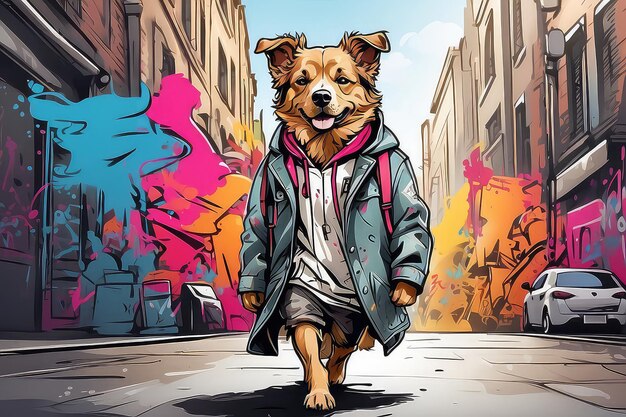 Le chien aventurier de l'art pop