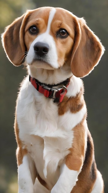 Un chien beagle assis sur un fond blanc