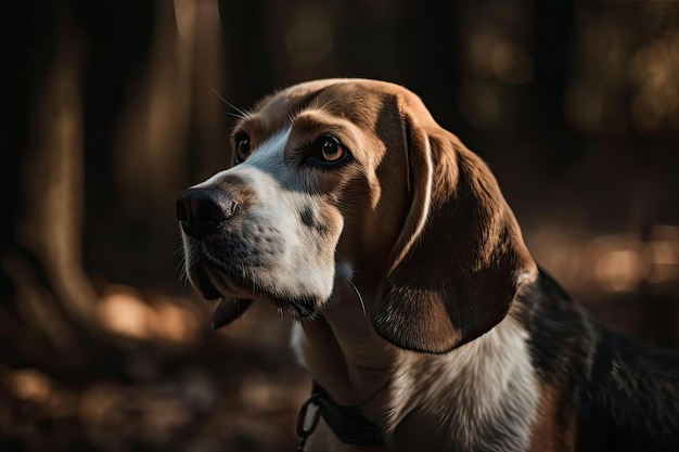 Chien Beagle assis vue de côté Generative AI