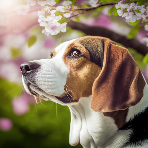 Chien beagle en plein air comme portrait d'animal domestique dans un ravissant détail réaliste