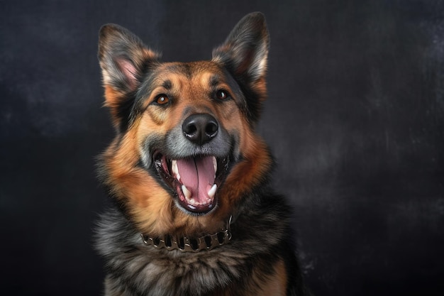 Un chien de berger allemand avec un fond noir