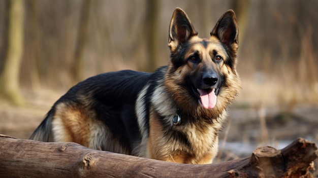 Un chien de berger allemand avec sa langue