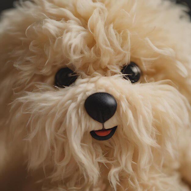 un chien blanc moelleux avec un nez noir et un nez noir