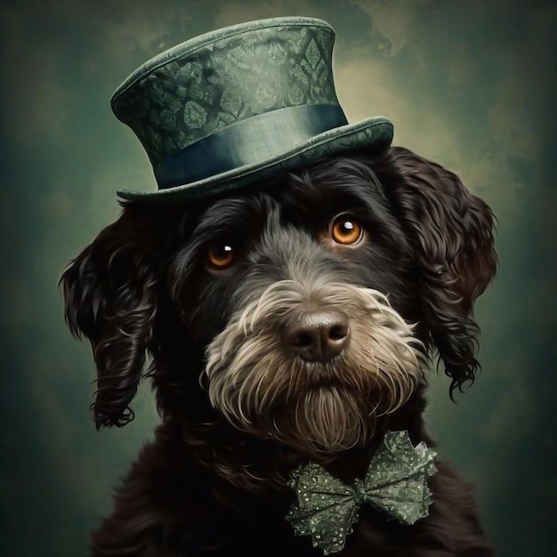 Le chien bleu de Kerry est prêt pour la fête de Saint-Patrick.