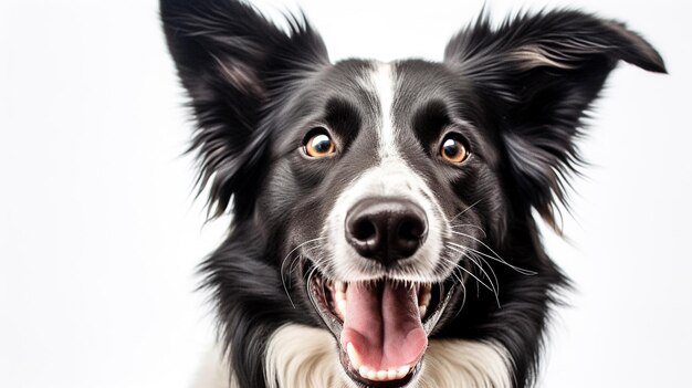 Un chien border collie avec un fond blanc