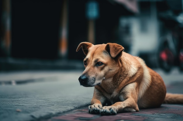 Chien en bordure de route