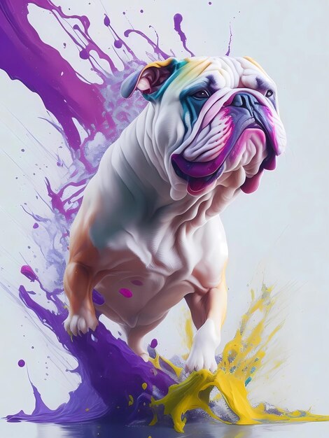 Un chien bouledogue anglais coloré