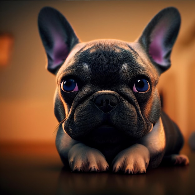 Chien bouledogue français posant portrait rendu 3d