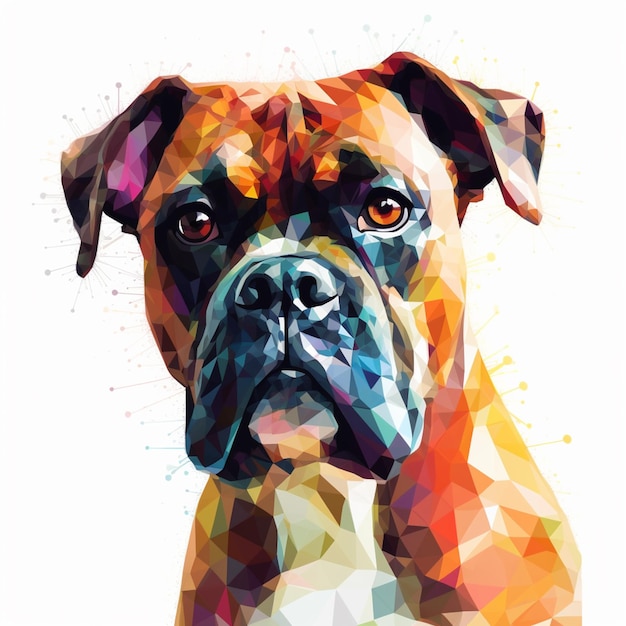 Un chien boxer coloré peignant à l'aquarelle