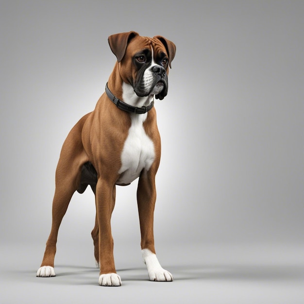 Photo un chien boxer fond blanc