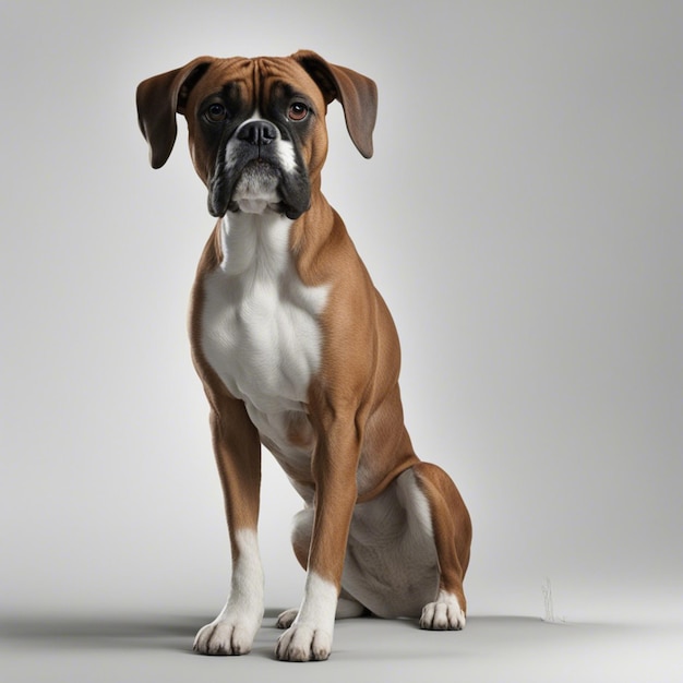 Un chien boxer fond blanc