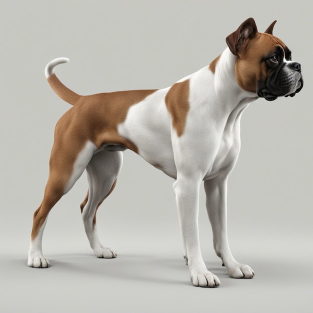 Un chien boxer fond blanc