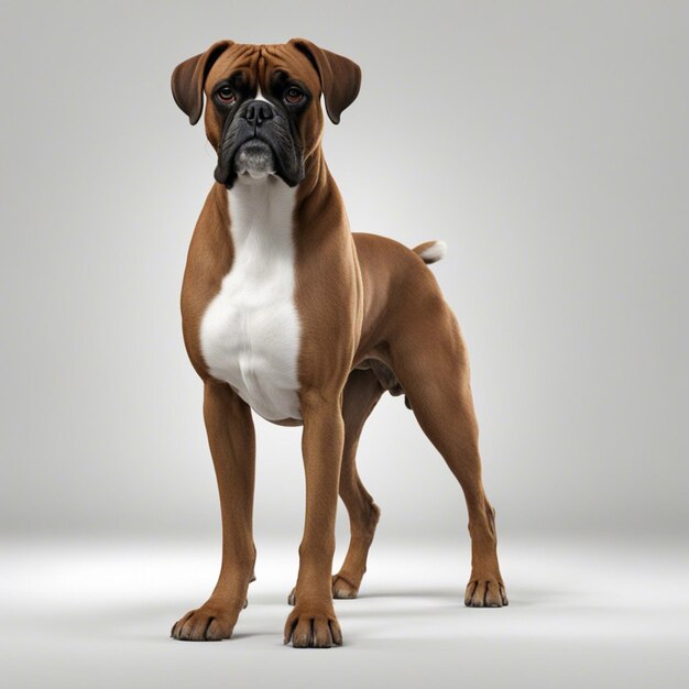 Photo un chien boxer fond blanc