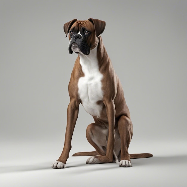 Photo un chien boxer fond blanc