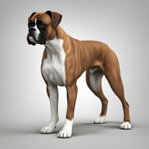 Un chien boxer fond blanc