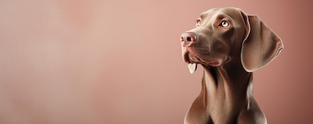 Chien Braque de Weimar sur fond de couleur douce rendu Octane de haute qualité IA générative