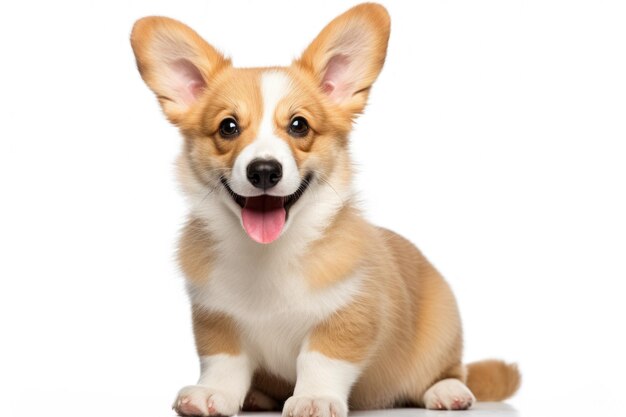 Chien Brun Et Blanc Assis Sur Une Surface Blanche