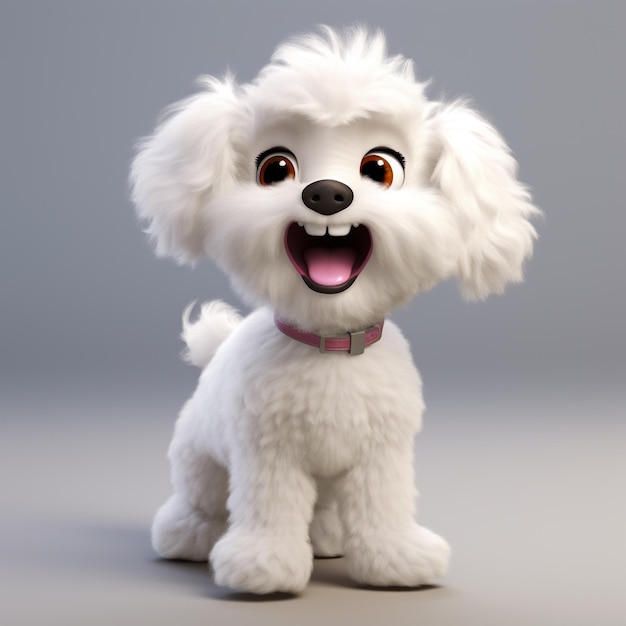 Un chien de caniche mignon dans le style de dessin animé 3D