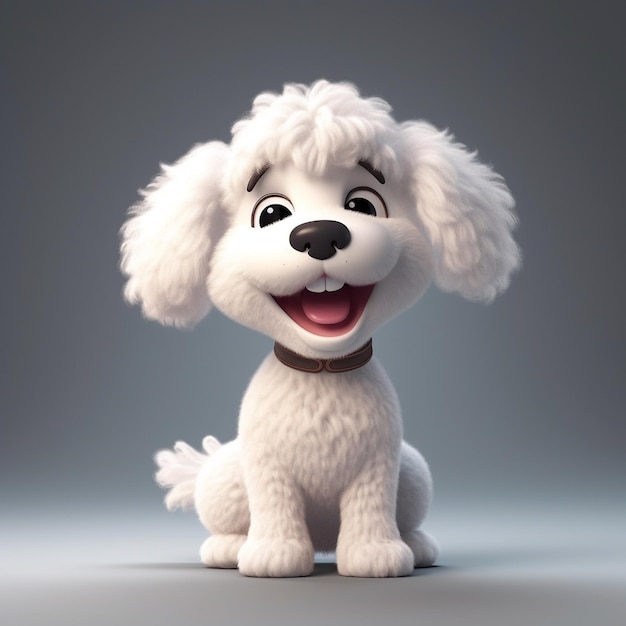 Un chien de caniche mignon dans le style de dessin animé 3D