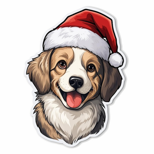 Un chien avec un chapeau de Noël.