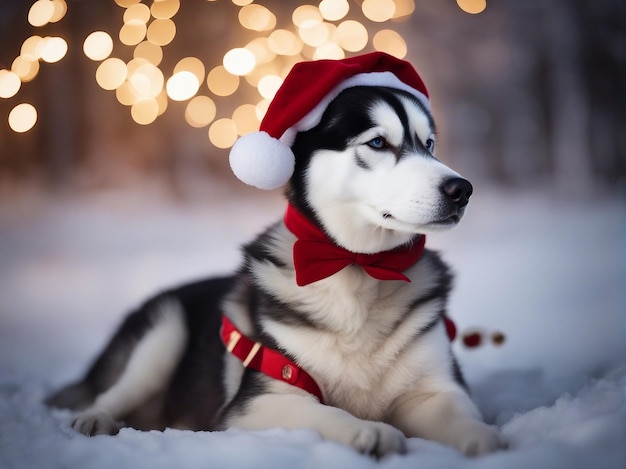 Chien avec chapeau de Noël