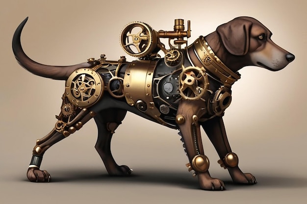 Photo le chien de chasse steampunk