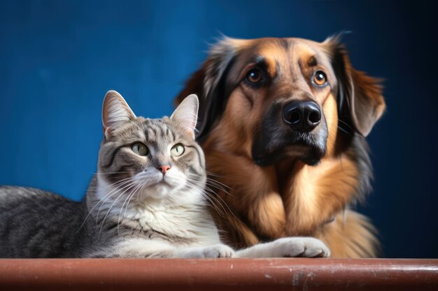 Un chien et un chat assis ensemble montrent une adorable camaraderie et une amitié dans une maison confortable.