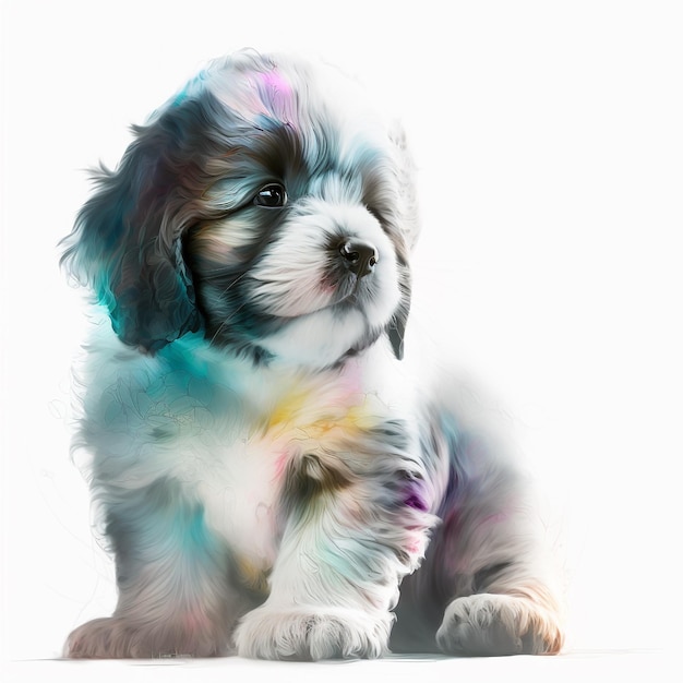 Chien Chiot Mignon Abstrait Pastel