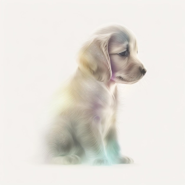 Chien Chiot Mignon Abstrait Pastel