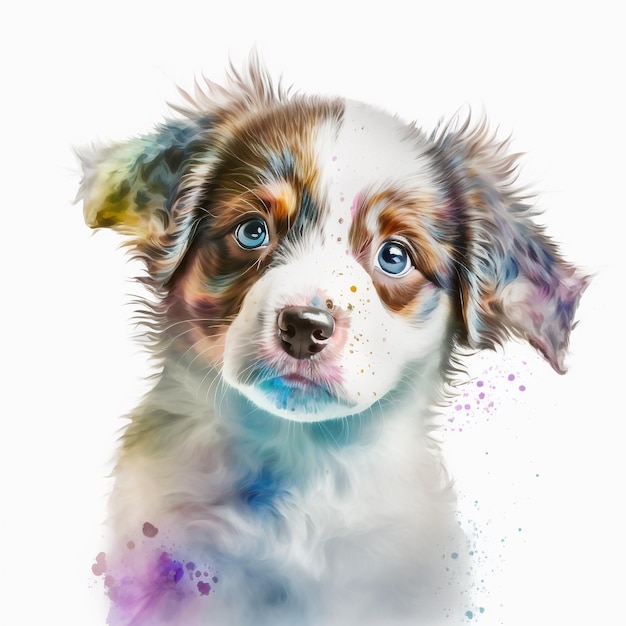 Chien Chiot Mignon Abstrait Pastel