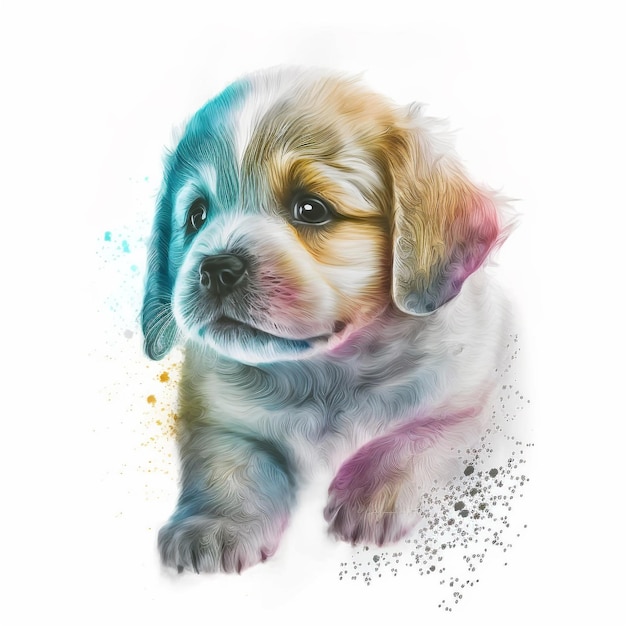 Chien Chiot Mignon Abstrait Pastel