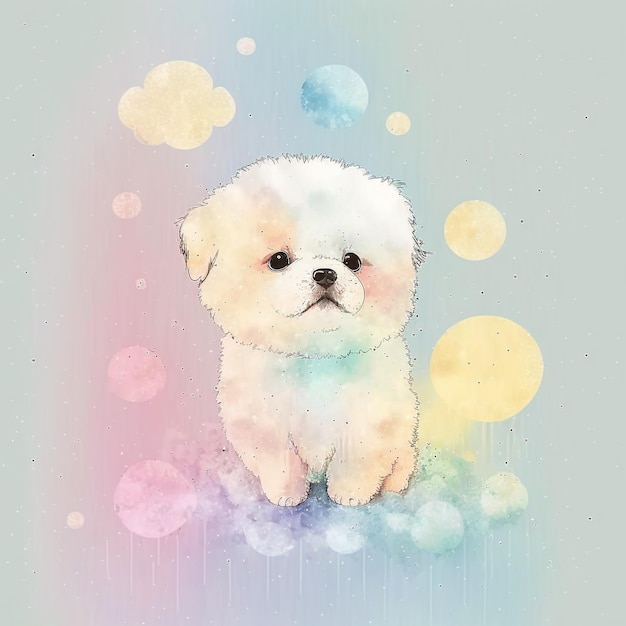 Chien Chiot Mignon Abstrait Pastel