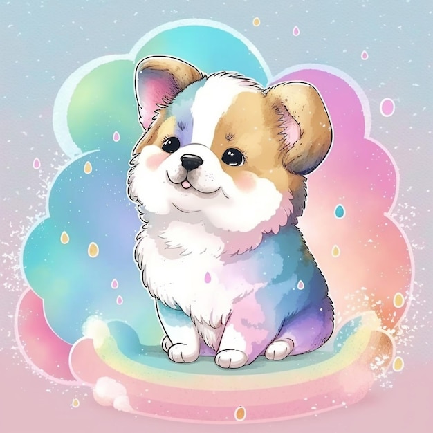 Chien Chiot Mignon Abstrait Pastel