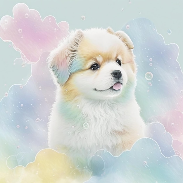 Photo chien chiot mignon abstrait pastel