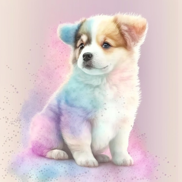 Chien Chiot Mignon Abstrait Pastel