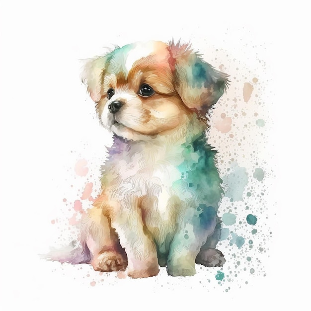 Chien Chiot Mignon Abstrait Pastel