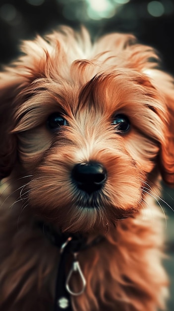 Un chien avec un collier et un collier rouge