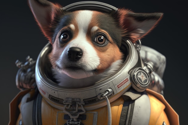 Un chien en combinaison spatiale