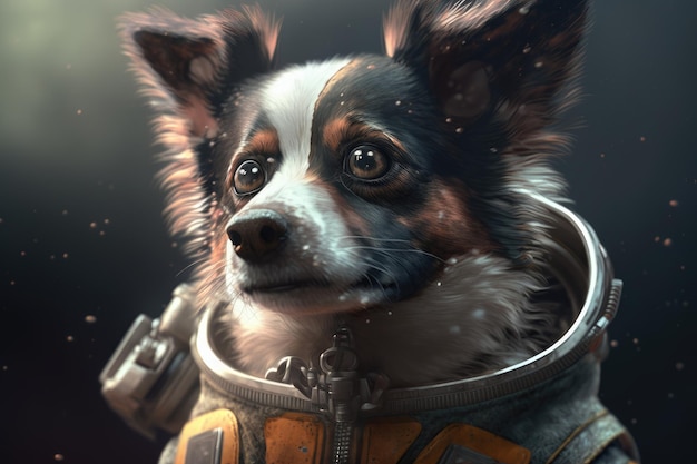 Un chien en combinaison spatiale