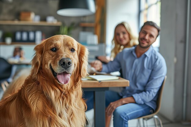 Un chien de compagnie dans un environnement d'affaires