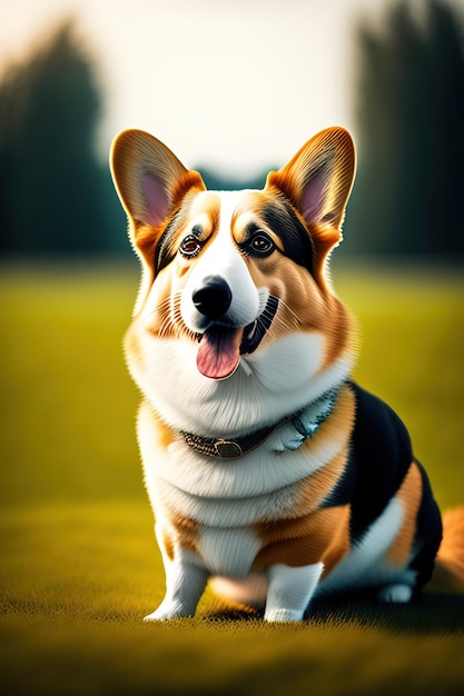 Chien Corgi sur l'herbe