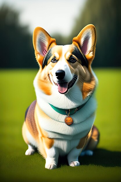 Chien Corgi sur l'herbe