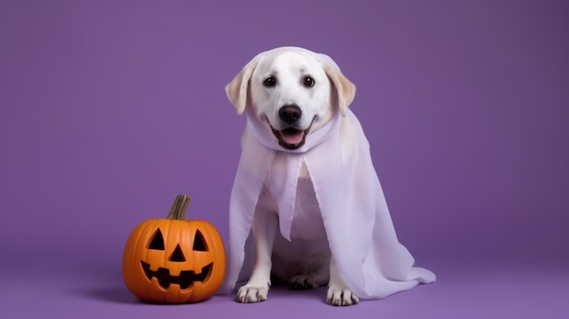 Un chien en costume d'Halloween