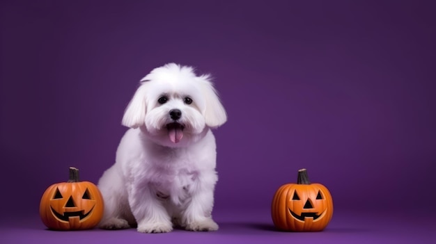 Un chien en costume d'Halloween