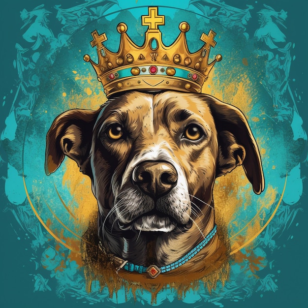 un chien avec une couronne sur la tête porte une couronne.